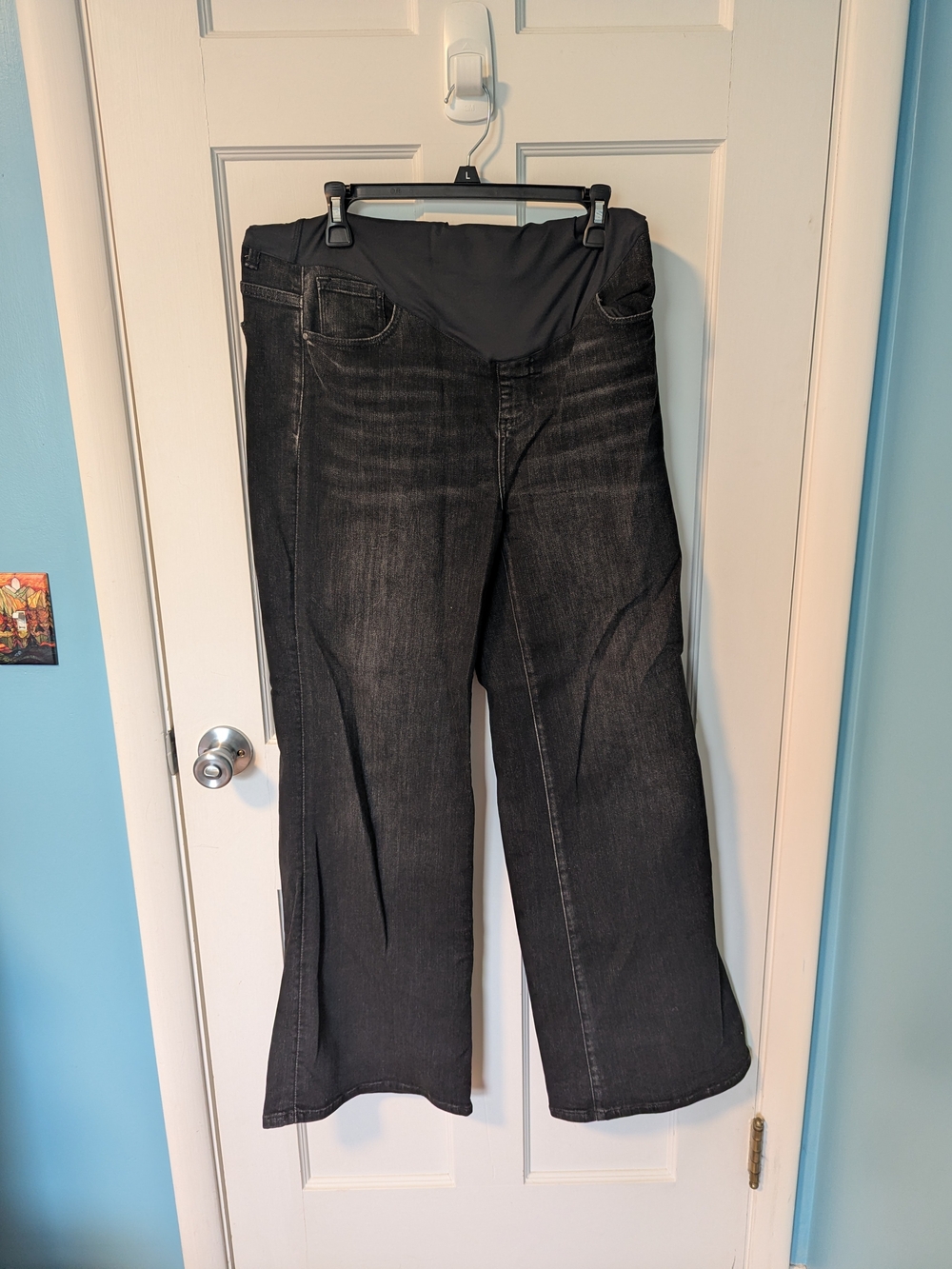 Pinkblush Black Flare Maternity Jeans with Stretch Waistband